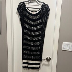 Black and White Striped Knit Dress